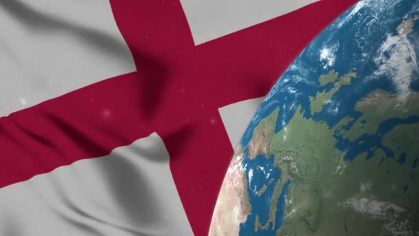 Αγγλία Σημαία Ηνωμένου Βασιλείου Και Αγγλία Χάρτης Για Globe — Αρχείο Βίντεο