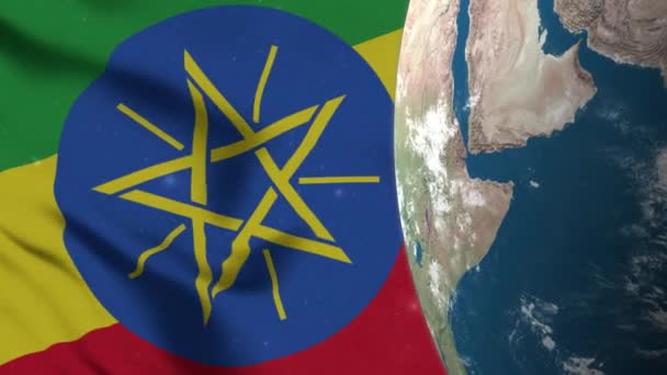 Mappa Etiopia Bandiera Etiopia Sulla Terra Globe — Video Stock