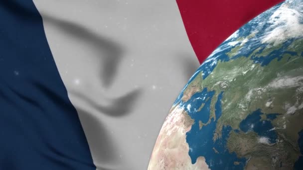 Drapeau Français Carte France Sur Terre Globe — Video