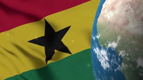 Ghanská Vlajka Mapa Ghany Zeměkouli — Stock video