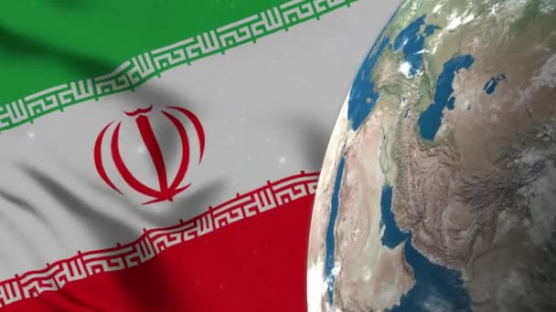 Iran Flag Iran Map Earth Globe — Stock Video
