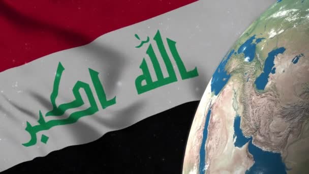 Irak Drapeau Irak Carte Sur Terre Globe — Video