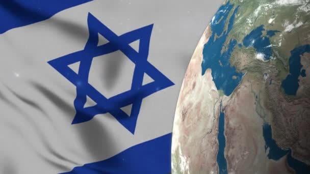 Israel Flagga Och Israel Karta Över Jorden Globe — Stockvideo