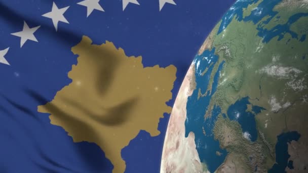 Флаг Косово Карта Косово Земле Глобус — стоковое видео