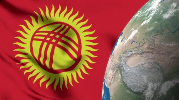 Σημαία Κιργιζίας Και Κιργιζία Χάρτης — Αρχείο Βίντεο