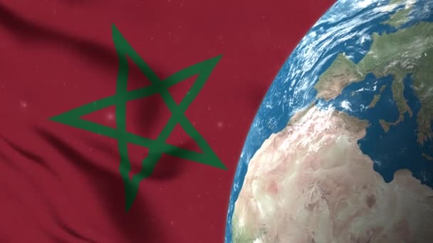 摩洛哥国旗和摩洛哥地球地图4K — 图库视频影像