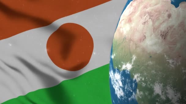 Niger Zászló Niger Térkép Földön Globe — Stock videók