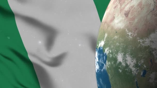 Nigeria Flagga Och Nigeria Karta Jorden Globe — Stockvideo