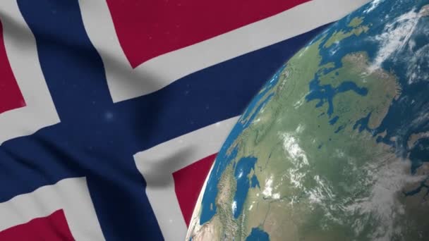 Norwegen Flagge Und Norwegen Karte Auf Earth Globe — Stockvideo