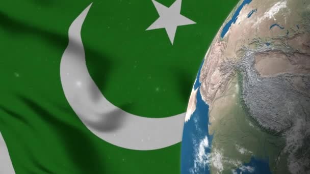 Пакистанський Прапор Карта Пакистану Землі Globe — стокове відео