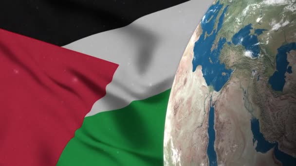 Palestine Drapeau Palestine Carte Sur Terre Globe — Video
