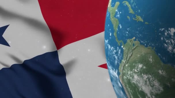 Panama Vlag Panama Kaart Aarde Globe — Stockvideo