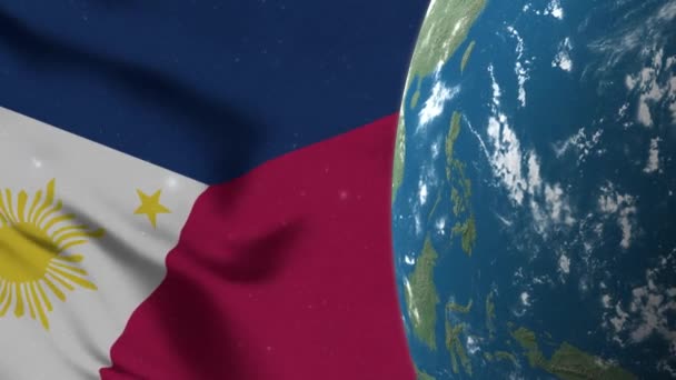 Filipinler Bayrağı Filipinler Dünya Haritası — Stok video