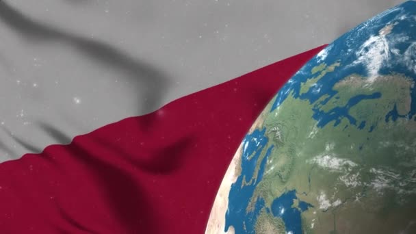 波兰国旗和地球上的波兰地图4K — 图库视频影像
