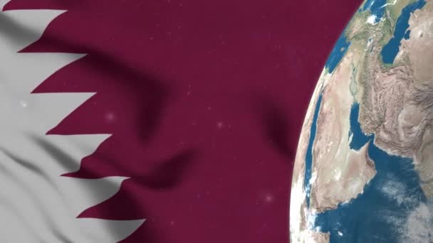 Qatar Flag Qatar Map Earth Globe — Stock Video