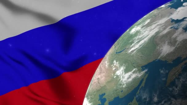 Rusya Bayrağı Rusya Dünya Haritası — Stok video