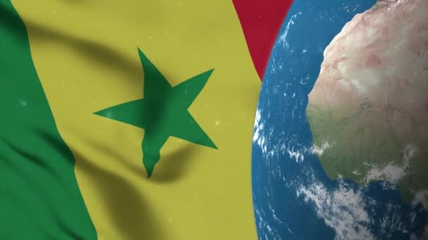 Senegal Bandeira Senegal Mapa Terra Globo — Vídeo de Stock