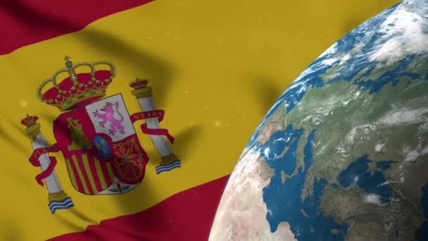 Bandera España Mapa España Tierra Globe — Vídeo de stock