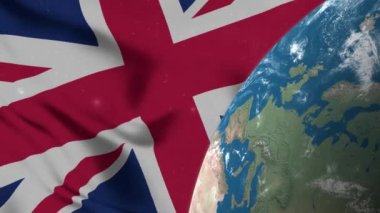 UK Flag ve Birleşik Krallık Dünya Haritası 4K