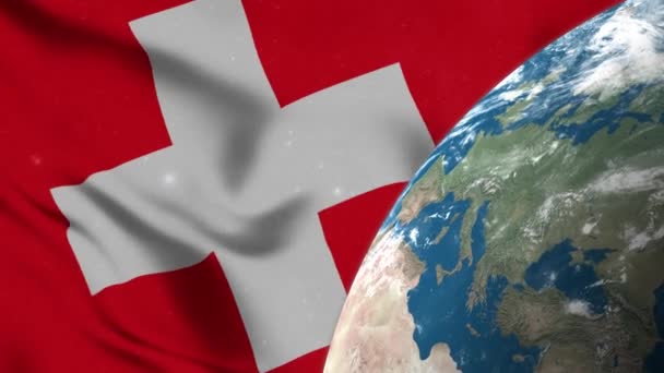 Suíça Mundo Com Bandeira Suíça — Vídeo de Stock