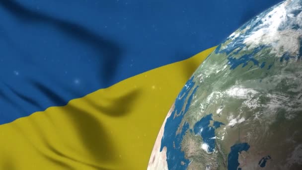 Ukrajinská Vlajka Ukrajina Mapa Zemi Globe — Stock video