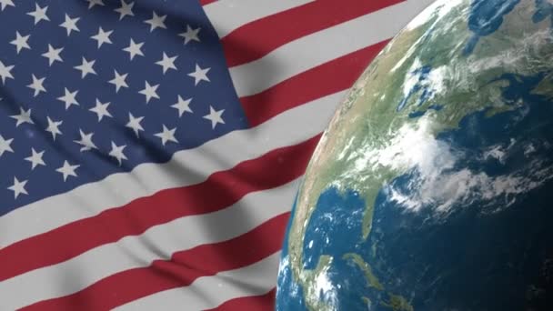 アメリカ国旗とアメリカ地球地図 米国米国の背景 — ストック動画