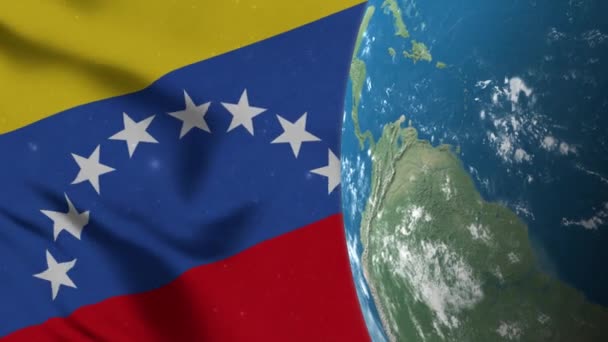 Venezuela Vlag Venezuela Kaart Aarde Globe — Stockvideo