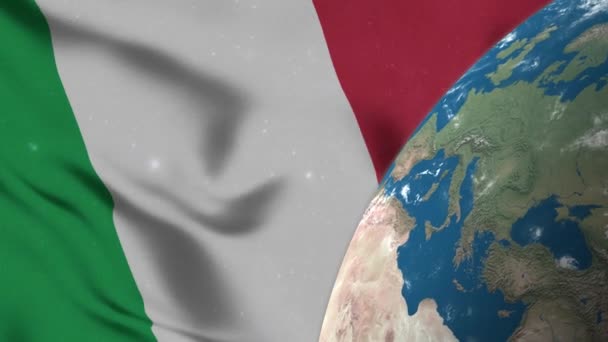 イタリア国旗とイタリア地球の地図 — ストック動画