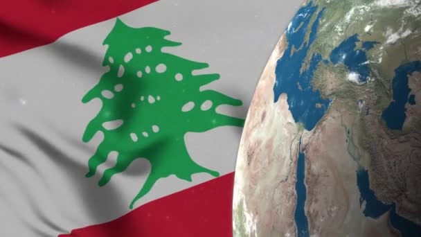 レバノン国旗とレバノン地球地図 — ストック動画
