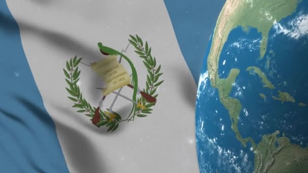 Флаг Гватемалы Карта Гватемалы Земном Шаре — стоковое видео