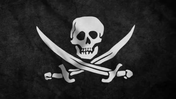 Bandera Pirata Con Jolly Roger Seamless Loop — Vídeo de stock