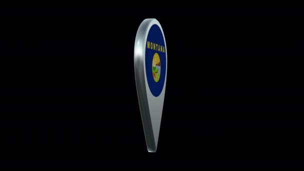 Montana State Flag Locatie Kaart Marker Pin Met Alpha Channel — Stockvideo