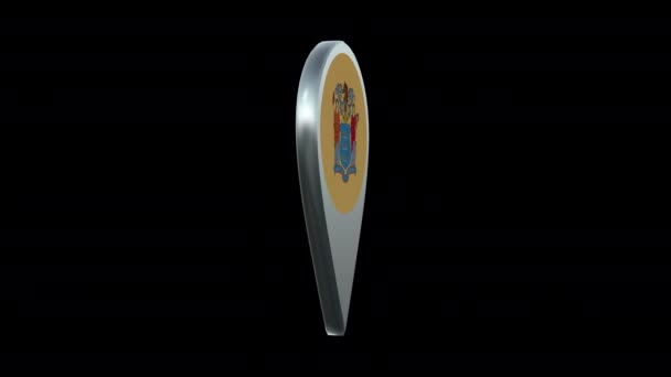 New Jersey State Flag Plats Karta Marker Pin Med Alpha — Stockvideo