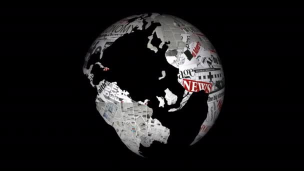Newspaper Globe World News Alpha Channel — Stock Video