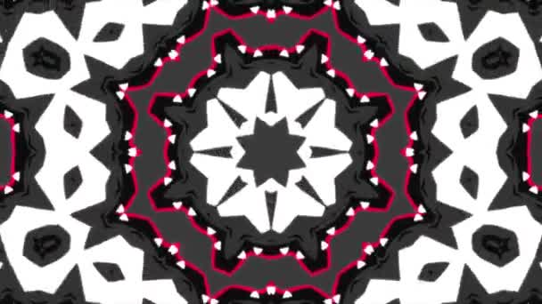 Schwarz Weiß Rot Kaleidoskop Schleife — Stockvideo