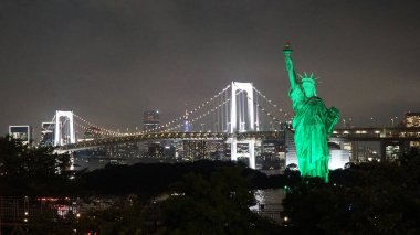 Panorama of Tokyo With Statue of Liberty, Japan clipart