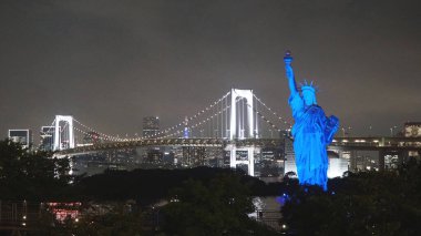 Panorama of Tokyo With Statue of Liberty, Japan clipart