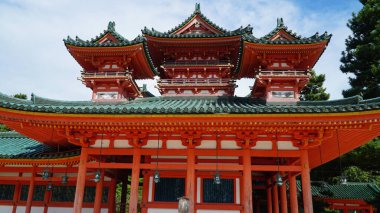 Japonya, Kyoto 'daki Heian Jingu Tapınağı. Japon Tapınağı.