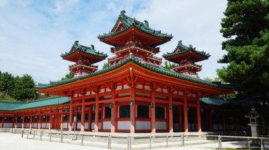 Japonya, Kyoto 'daki Heian Jingu Tapınağı. Japon Tapınağı.