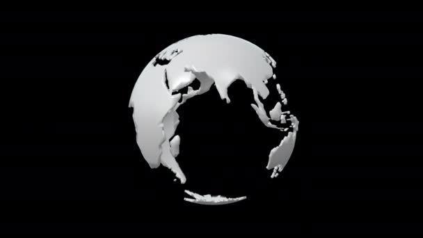 White Globe Planet Ziemia Obracająca Się Pętla Kanałem Alfa — Wideo stockowe