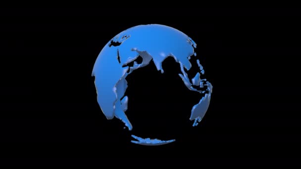Blue Globe Planet Erde Rotierende Schleife Mit Alpha Kanal — Stockvideo