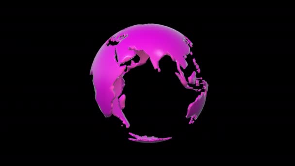 Rosa Globus Planet Erde Rotierende Schleife Mit Alpha Kanal — Stockvideo