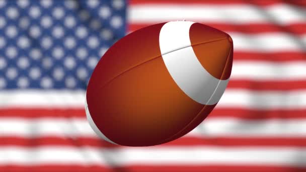American Football Ball Waving Stany Zjednoczone Flaga Tło — Wideo stockowe