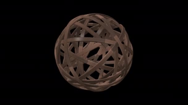 Abstract Wooden Sphere Loop Alpha Channel — Stock Video