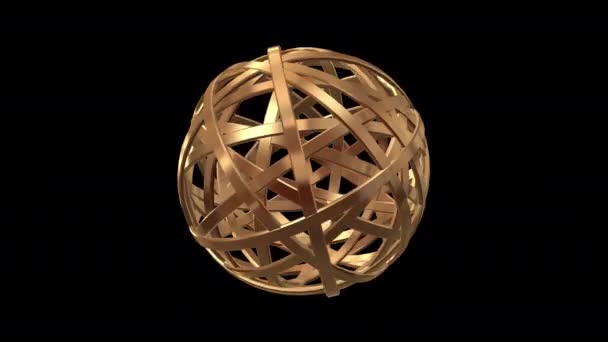 Sphère Dorée Abstraite Avec Canal Alpha — Video