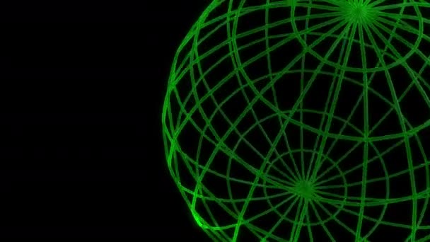 Groene Wireframe Globe Achtergrond Loop — Stockvideo