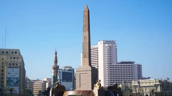 stock image Tahrir Square and Ramses II Obelisk. Cairo, Egypt - January 31, 2024. 