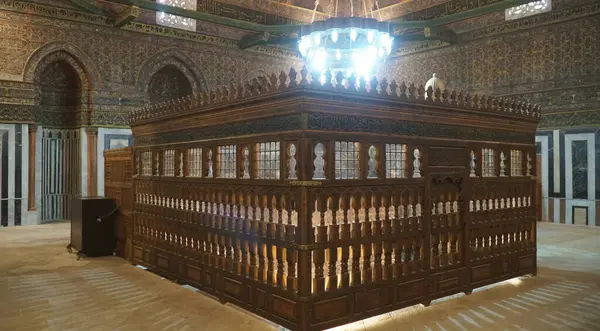 İmam El Şafi 'nin mozolesi. Mezar (Mezar) ve İmam Şafi Camii Ölüler Şehri, Kahire, Mısır.