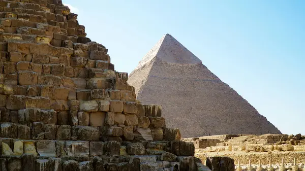Piramide Van Khafre Chephren Giza Egypte Rechtenvrije Stockafbeeldingen