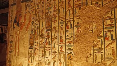 The Tomb of Queen Nefertari in Valley of the Queens, Luxor. Egyptian Hieroglyphs. clipart